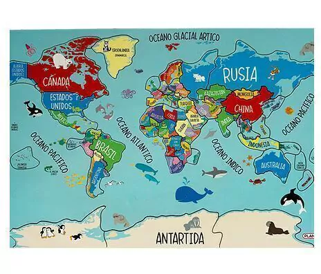 Mapa Planisferio Puzzle en Madera