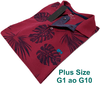 Camisa Polo Plus Size Hugo Blanc Folhagem Mista Vinho 037