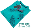 Camisa Polo Plus Size Hugo Blanc Folhagem verde 695