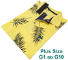 Camisa Polo Plus Size Hugo Blanc Folhagem Amarelo 941