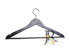 Cabide de Madeira Importado Mesclado com Calceiro Revestido com Silicone | Caixa com 50 Unidades