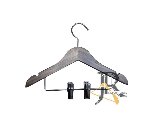 Cabide de Madeira Infantil Importado Mesclado com Presilha | Caixa com 50 Unidades