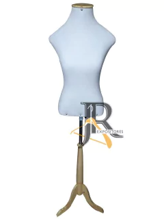 Busto Forrado Feminino Bege com Pedestal de Madeira | Unidade