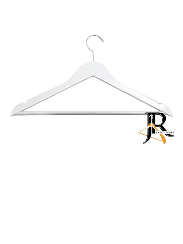 Cabide de Madeira Importado Branco com Calceiro | Caixa com 50 unidades