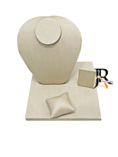Kit com uma Base, um Expositor de Brinco Pequeno, um Expositor Almofada e um Expositor de Colar Busto Grande