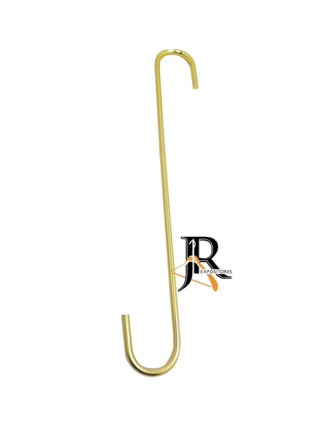 Gancho Tradicional "S" Dourado de 30cm | Caixa com 10 UNIDADES