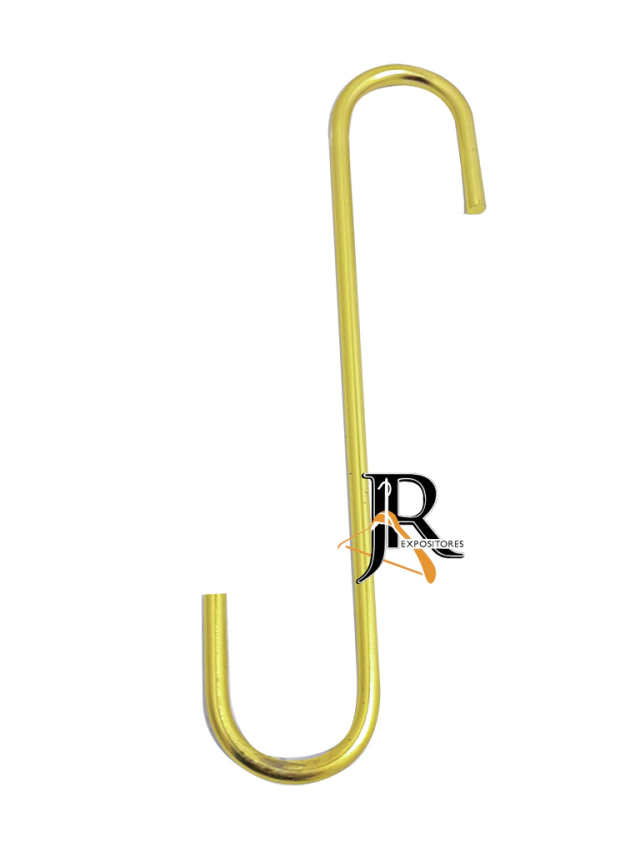 Gancho Tradicional "S" Dourado de 20cm | Caixa com 10 UNIDADES