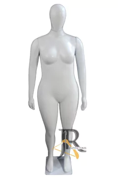 Manequim de Plástico Feminino Plus Size Reta Branca