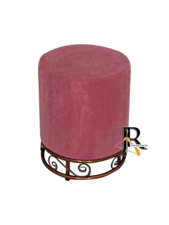 PUFF REDONDO COM ESTRUTURA VINTAGE ROSE