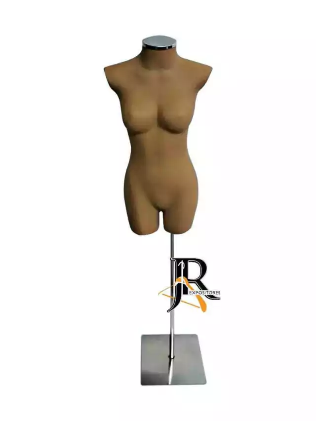 BUSTO PERNINHA FEMININO DE FIBRA COR DA PELE COM PEDESTAL CHAPA CROMADO
