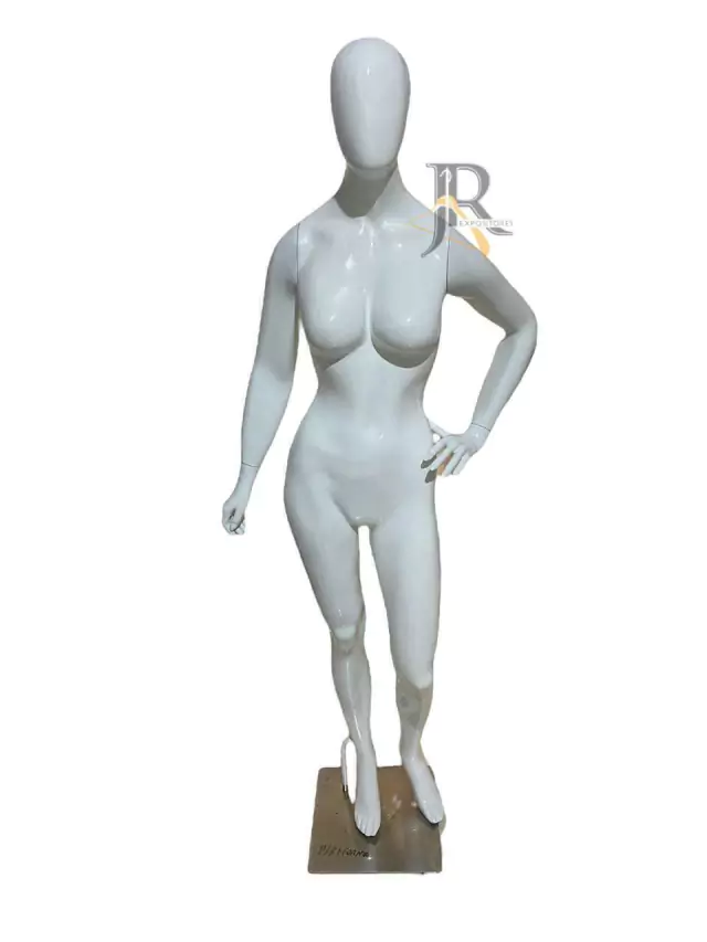 Manequim Feminino de Fibra branco brilhante cabeça de ovo