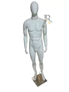 Manequim Masculino de Fibra Tradicional 02 branco brilhante cabeça de ovo
