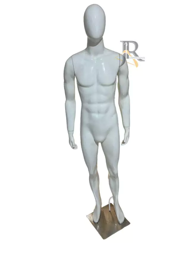Manequim Masculino de Fibra Tradicional 02 branco brilhante cabeça de ovo