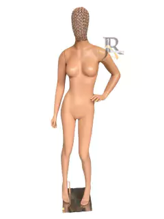 Manequim Feminino de Fibra pêssego fosco cabeça aramada rose