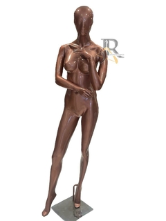 Manequim Feminino de Fibra café brilhante cabeça chinezinha