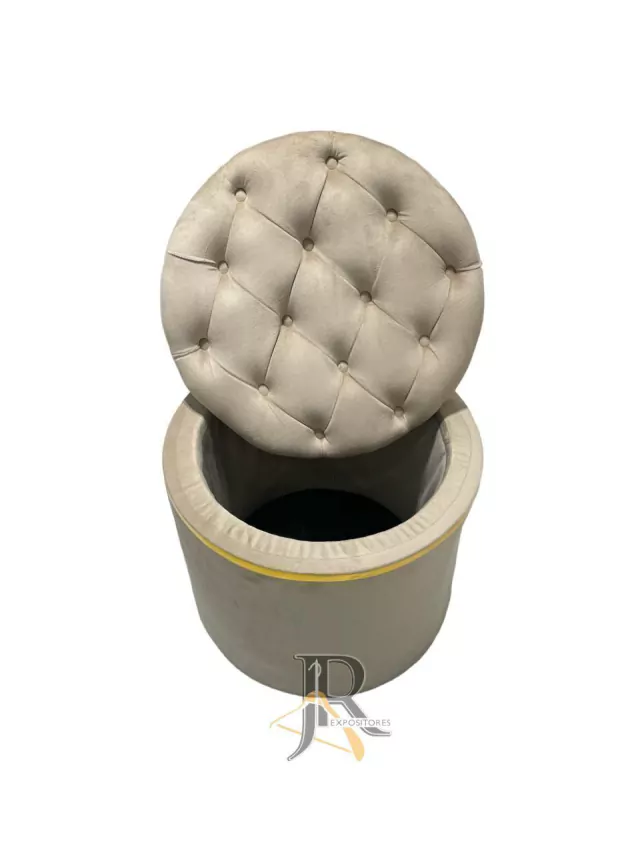 PUFF BAÚ REDONDO BEGE - comprar online