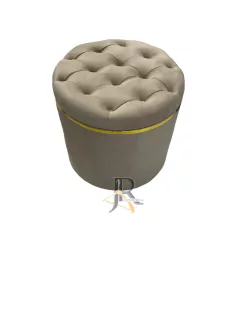 PUFF BAÚ REDONDO BEGE - comprar online