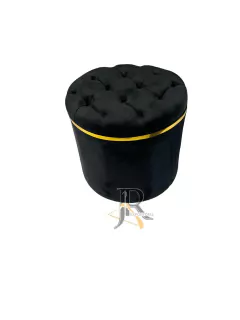 PUFF BAÚ REDONDO PRETO