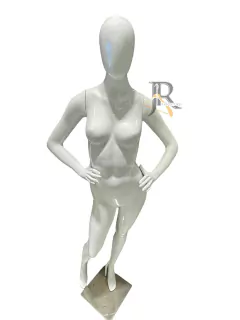 MANEQUIM FIBRA FEMININO BRANCO BRILHANTE CABEÇA DE OVO