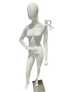 MANEQUIM FIBRA FEMININO BRANCO BRILHANTE CABEÇA DE OVO