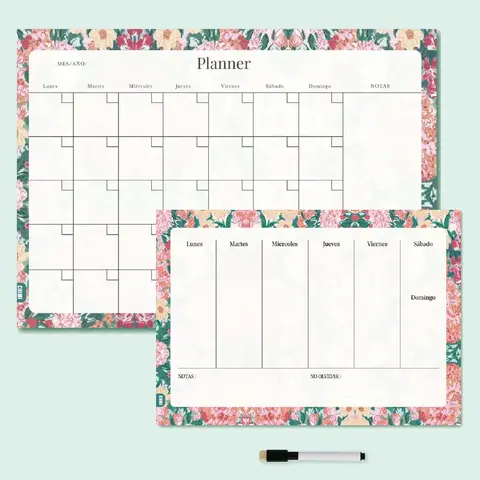 Set Planner mensual grande + Planner semanal mediano Floribunda