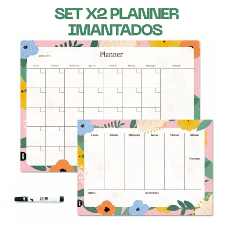 Set Planificadora Serial Inmantado Flores Pastel