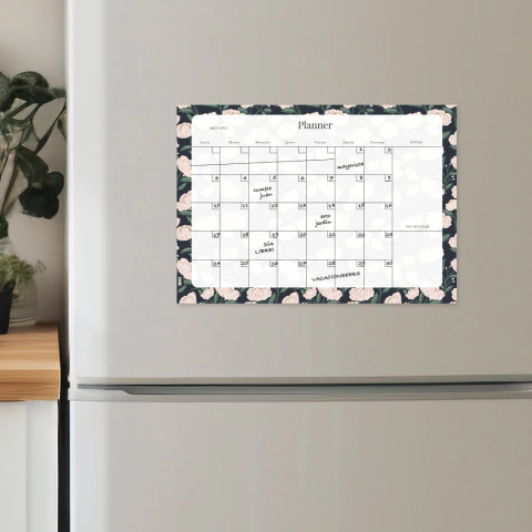 Planificador Mensual Imantado Flores Negras