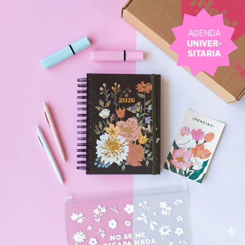 Set con Agenda Universitaria 2026 Jardín Nocturno - comprar online
