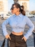 camisa feminina cropped manga longa