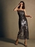 vestido midi de paetês