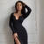 Vestido Midi Manga Longa Preto 