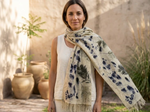 PASHMINA O CAMINO DE HILO - ECOPRINT - 2.40 x 0.50