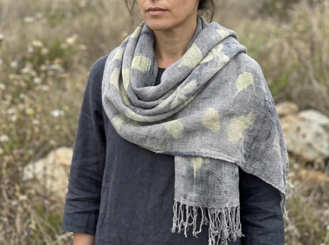Pashmina o camino de mesa de hilo abierto - Ecoprint - 2.30 x 0.60