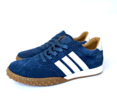 ALMA en cuero gamuzado azul - Canela