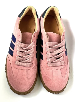 ALMA en cuero gamuzado rosa con azul