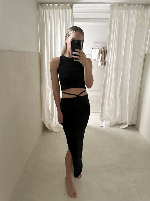 FALDA TEJIDA SIRENA MIDI NEGRA