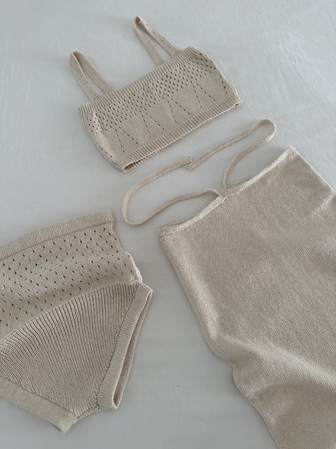 FALDA TEJIDA SIRENA MIDI BEIGE