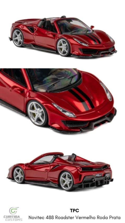 TPC 1:64 Ferrari 488 Pista Spider Vermelho Metalico Roda Prata - comprar online