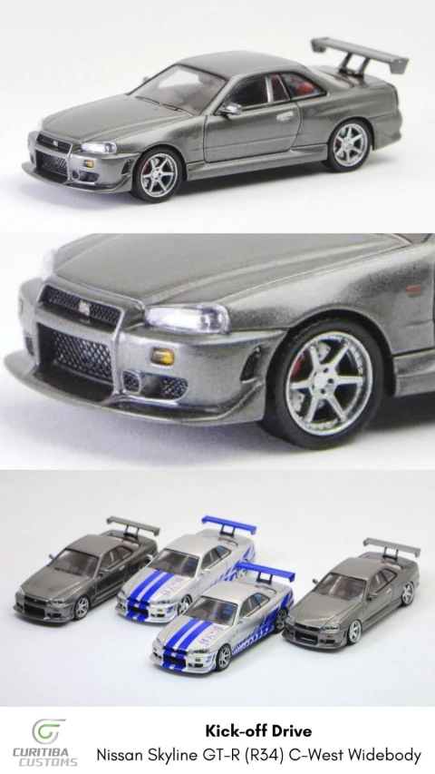 KOD 1:64 Nissan GT-R R34 C-West Kit Velozes e Furiosos Cinza - comprar online