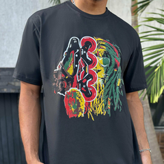 Camiseta Algodão Leão Reggae Preta - comprar online