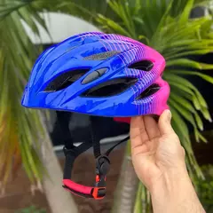 Capacete Profissional VEGO com LED Integrado (Ajustável) Rosa/Azul