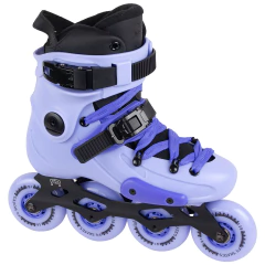 Patins inline FR2 Light Purple Premium na cor lilás com rodas roxas e sistema de trava preto