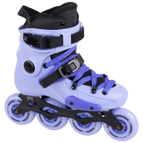 Patins inline FR2 Light Purple Premium na cor lilás com rodas roxas e sistema de trava preto