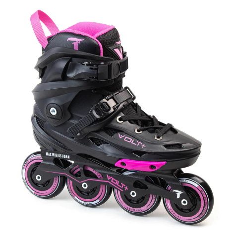 Patins Traxart Volt + 2.0 na cor rosa, com rodas de 80mm e sistema de rolamento ABEC-9.