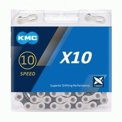 Cadena Bicicleta Kmc X 10 116 eslab Plata/negro Mono/bi/tri plato