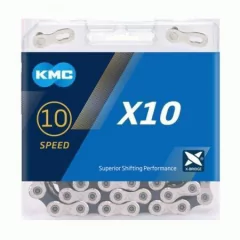 Cadena Bicicleta Kmc X 10 116 eslab Plata/negro Mono/bi/tri plato