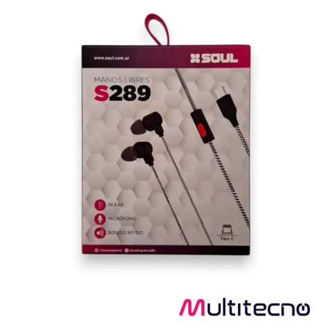 AURICULAR CABLE SOUL TIPO C S289 BLANCO/NEGRO - comprar online