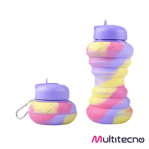 BOTELLA PLEGABLE 500ML DONA LILA/ROSA/AMARILLO - comprar online