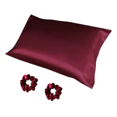 Kit Skincare Antifrizz Funda de almohada de saten + 2 scrunchies para el cabello