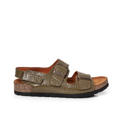 Sandalias Emma Verde Croco - comprar online